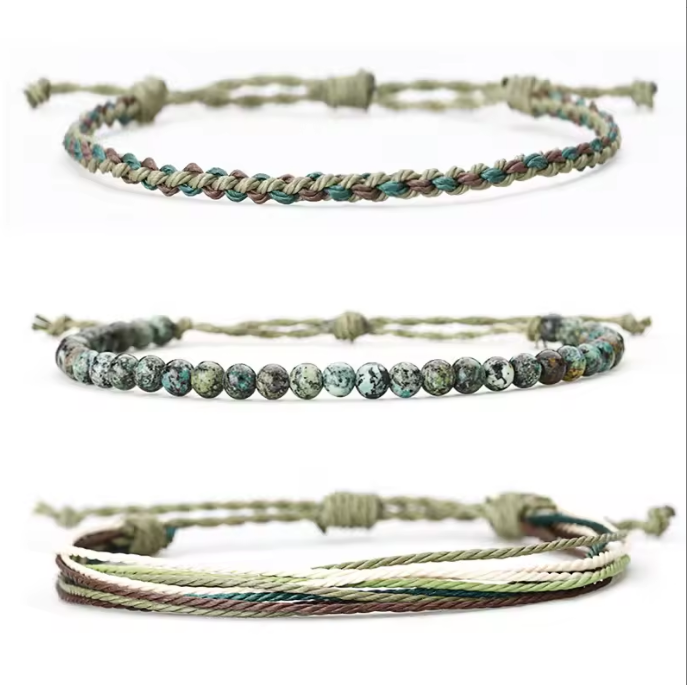 Weave Bracelet - Moss Green